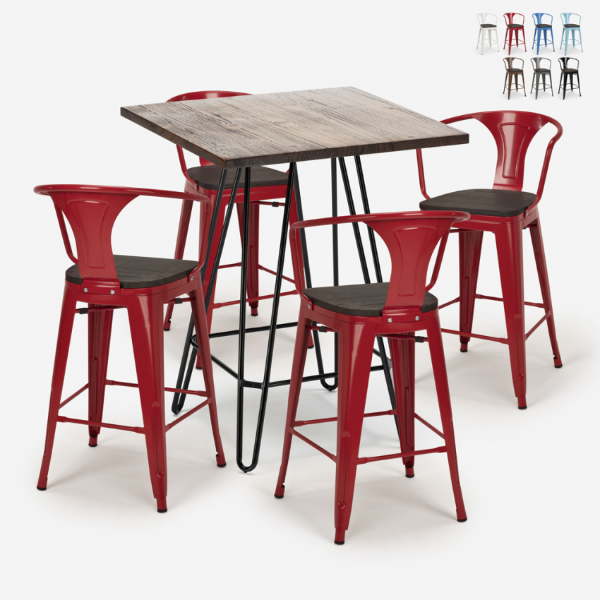 set tisch 60x60cm 4 hocker im industrie stil holz metal mason noix wood Lagerbestand set tisch 60x60cm 4 hocker im industrie stil holz metal mason noix wood Lagerbestand