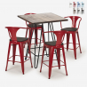  set tisch 60x60cm 4 hocker im industrie stil holz metal mason noix wood Lagerbestand