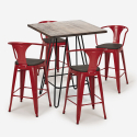  set tisch 60x60cm 4 hocker im industrie stil holz metal mason noix wood 