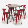  set tisch 60x60cm 4 hocker im industrie stil holz metal mason noix wood 