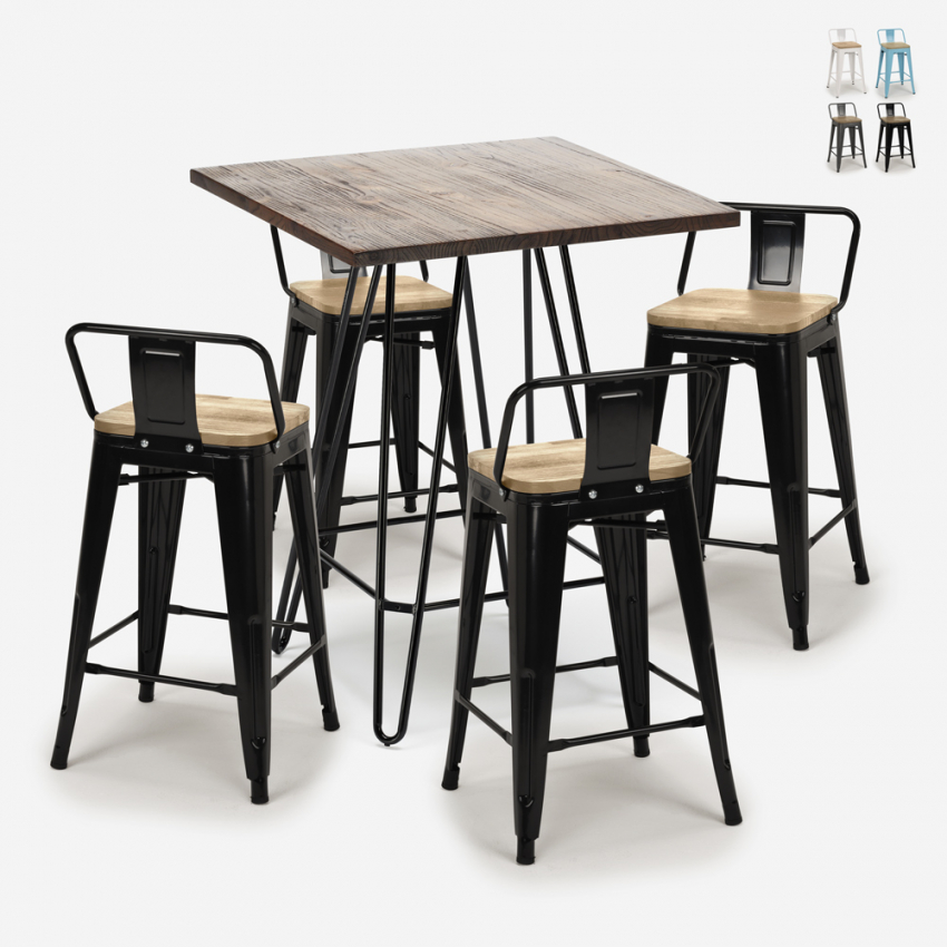 set 4 hocker tisch 60x60cm industrieller stil mason noix steel top light Sales set 4 hocker tisch 60x60cm industrieller stil mason noix steel top light Sales