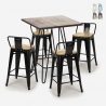 set 4 hocker tisch 60x60cm industrieller stil mason noix steel top light Sales
