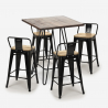 set 4 hocker tisch 60x60cm industrieller stil mason noix steel top light Modell