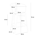 set 4 hocker tisch 60x60cm  holz metall bar bruck white 