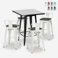 set 4 hocker tisch 60x60cm industrieller stil metall buch black Aktion