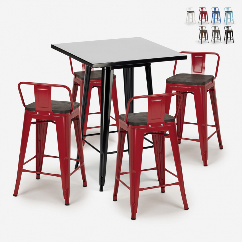 set 4 hocker tisch 60x60cm industrieller stil metall buch black Lagerbestand set 4 hocker tisch 60x60cm industrieller stil metall buch black Lagerbestand