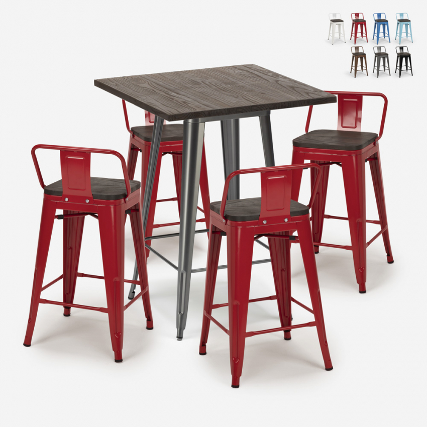 set 4 hocker tisch 60x60cm industrieller stil bar holz metall peaky Lagerbestand set 4 hocker tisch 60x60cm industrieller stil bar holz metall peaky Lagerbestand