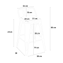 set 4 hocker tisch 60x60cm holz metall industrie stil peaky white 