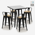 tisch set 60x60cm 4 hocker schwarz metall bar küche bucket steel black Aktion