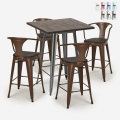 set hoher tisch 60x60cm 4 hocker holz metall industrial bruck wood Aktion