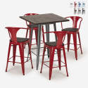 set hoher tisch 60x60cm 4 hocker holz metall industrial bruck wood Lagerbestand