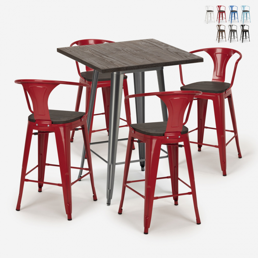 set hoher tisch 60x60cm 4 hocker holz metall industrial bruck wood Lagerbestand set hoher tisch 60x60cm 4 hocker holz metall industrial bruck wood Lagerbestand