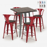 set hoher tisch 60x60cm 4 hocker holz metall industrial bruck wood Lagerbestand