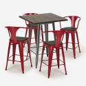 set hoher tisch 60x60cm 4 hocker holz metall industrial bruck wood 