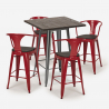 set hoher tisch 60x60cm 4 hocker holz metall industrial bruck wood 