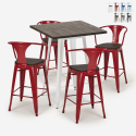 set 4 hocker  tisch 60x60cm holz metall bruck wood white Lagerbestand
