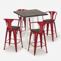 set 4 hocker  tisch 60x60cm holz metall bruck wood white 