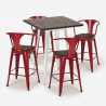 set 4 hocker  tisch 60x60cm holz metall bruck wood white 