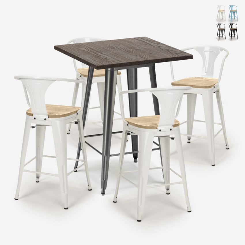 set tisch 60x60cm 4 hocker industrieller stil küche bar bruck top light Verkauf set tisch 60x60cm 4 hocker industrieller stil küche bar bruck top light Verkauf