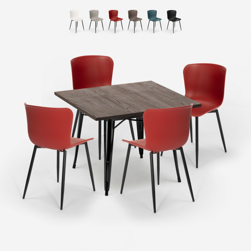 set quadratischer tisch 80x80cm 4 stühle industriestil anvil dark Sales set quadratischer tisch 80x80cm 4 stühle industriestil anvil dark Sales