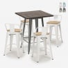set 4 hocker tisch 60x60cm holz metall industriell bar rough Angebot