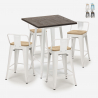 set tisch 60x60cm 4 hocker bar industrie-design rough white Aktion