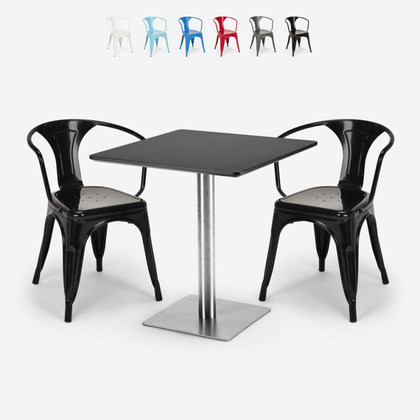 set 2 stühle tisch 70x70cm horeca bar restaurants starter silver Rabatte
