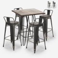 set tisch  60x60cm 4 hocker vintage industriestil rhodes noix Aktion