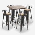 set tisch  60x60cm 4 hocker vintage industriestil rhodes noix Rabatte