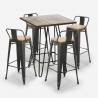 set tisch  60x60cm 4 hocker vintage industriestil rhodes noix Rabatte