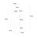 set 4 hocker hoher tisch 60x60cm vintage holz metall  bar axel black 