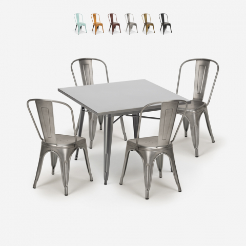 set tisch 80x80cm 4 stühle im vintage industriellen stil  bistro küche state Aktion