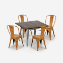set industrieller esstisch tisch 80x80cm 4 stühle vintage design burton Modell