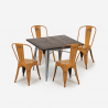 set industrieller esstisch tisch 80x80cm 4 stühle vintage design burton Modell