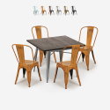 set industrieller esstisch tisch 80x80cm 4 stühle vintage design burton Verkauf