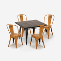 set esstisch tisch 80x80cm 4 stühle holz metall vintage burton black Auswahl