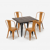 set esstisch tisch 80x80cm 4 stühle holz metall vintage burton black Auswahl