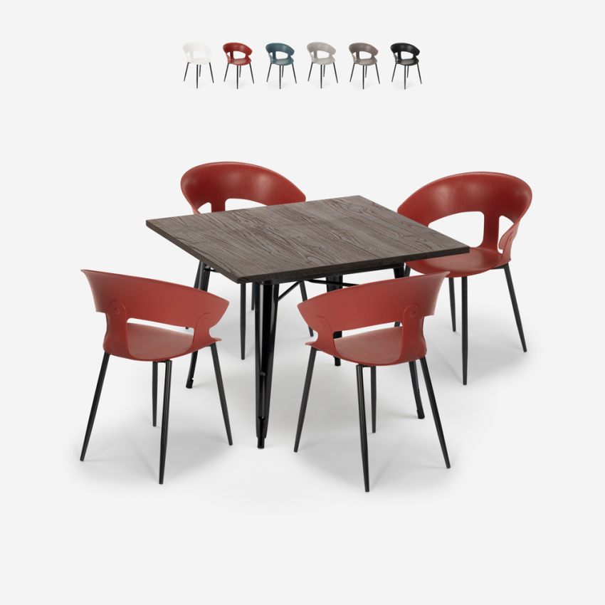 set quadratischer tisch 80x80cm 4 stühle industriellen design reeve black Katalog set quadratischer tisch 80x80cm 4 stühle industriellen design reeve black Katalog
