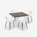 Set Esstisch Tisch 80x80cm 4 Stühle Design Holz Metall  Reeve White Auswahl