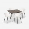 Set Esstisch Tisch 80x80cm 4 Stühle Design Holz Metall  Reeve White Auswahl