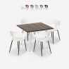 Set Esstisch Tisch 80x80cm 4 Stühle Design Holz Metall  Reeve White Aktion