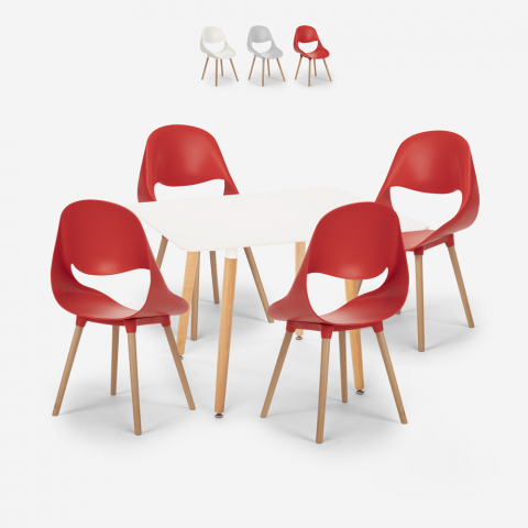 Set quadratischer Tisch 80x80cm 4 weißen stühlen skandinavisches Design Dax Light Aktion