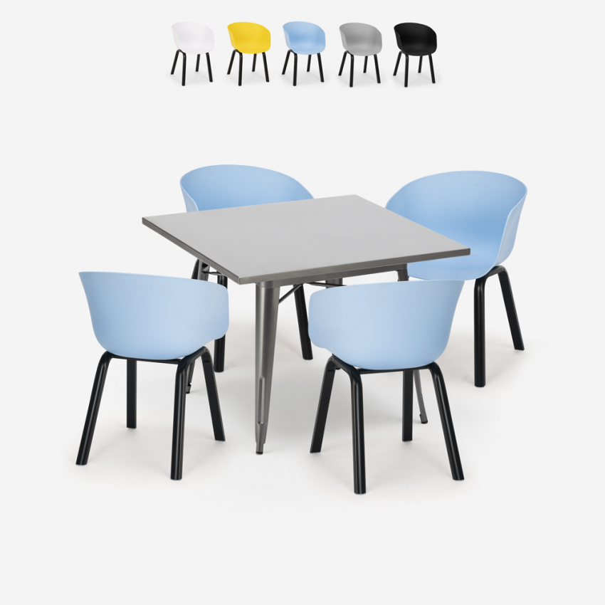 set quadratischer esstisch tisch 80x80cm 4 stühle modernes design krust Verkauf