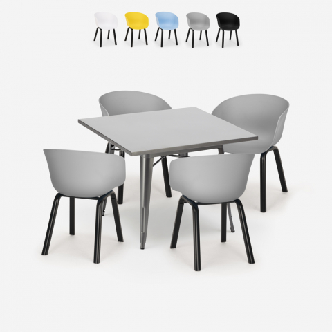 set quadratischer esstisch tisch 80x80cm 4 stühle modernes design krust Aktion