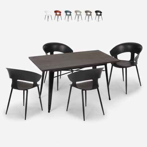  set esstisch tisch 120x60cm Lix 4 stühle modernes design küche tecla Aktion