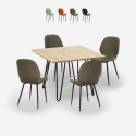 Set Tisch 80x80cm 4 Design Stühle Kunstleder Holz Metall Wright Light Verkauf