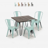set tisch 80x80cm  4 stühle vintage holz metall hedges dark Sales