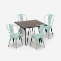 set tisch 80x80cm  4 stühle vintage holz metall hedges dark Maße