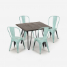 set tisch 80x80cm  4 stühle vintage holz metall hedges dark Maße
