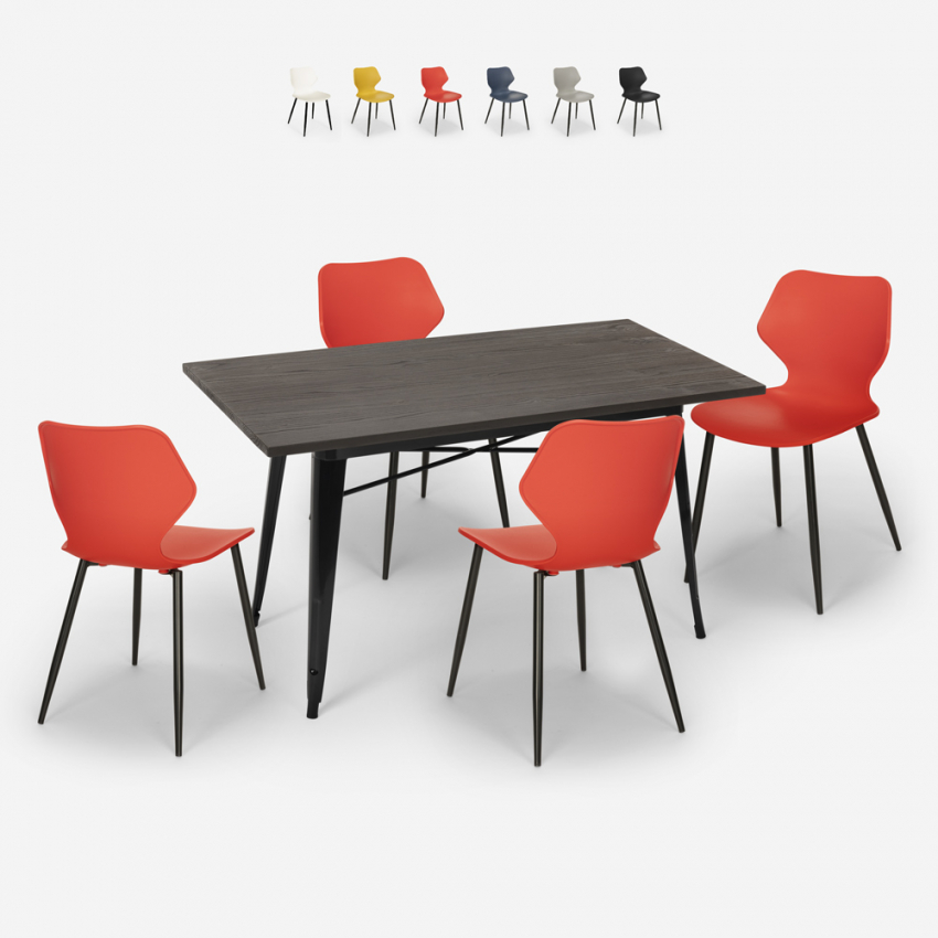 set rechteckiger tisch 120x60cm 4 stühle industriedesign bantum Katalog